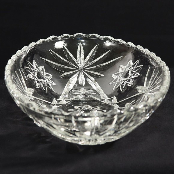 Anchor Hocking VTG Starburst Cut Star of David Oval Nut Candy Relish Dish Bowl - Picture 6 of 7